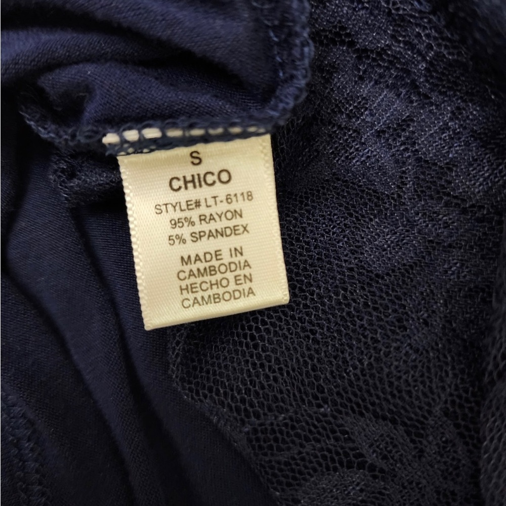 Navy Blue Lace Top, Women's Small - Picture 6 of 8